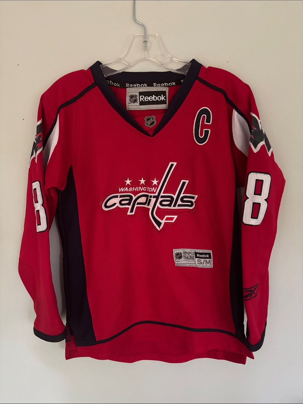 Reebok Red Washington Capitals Ovechkin #8 Kids Hockey Jersey